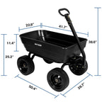 7 cu ft poly garden dump cart 1200 lbs no flat tires quick release 2 in 1 convertible handle heavy duty yard