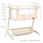 Electric Baby Bassinet Auto Rocking Bedside Sleeper 6 Heights Mattress Remote Control 5 Speeds 3 Timers Beige