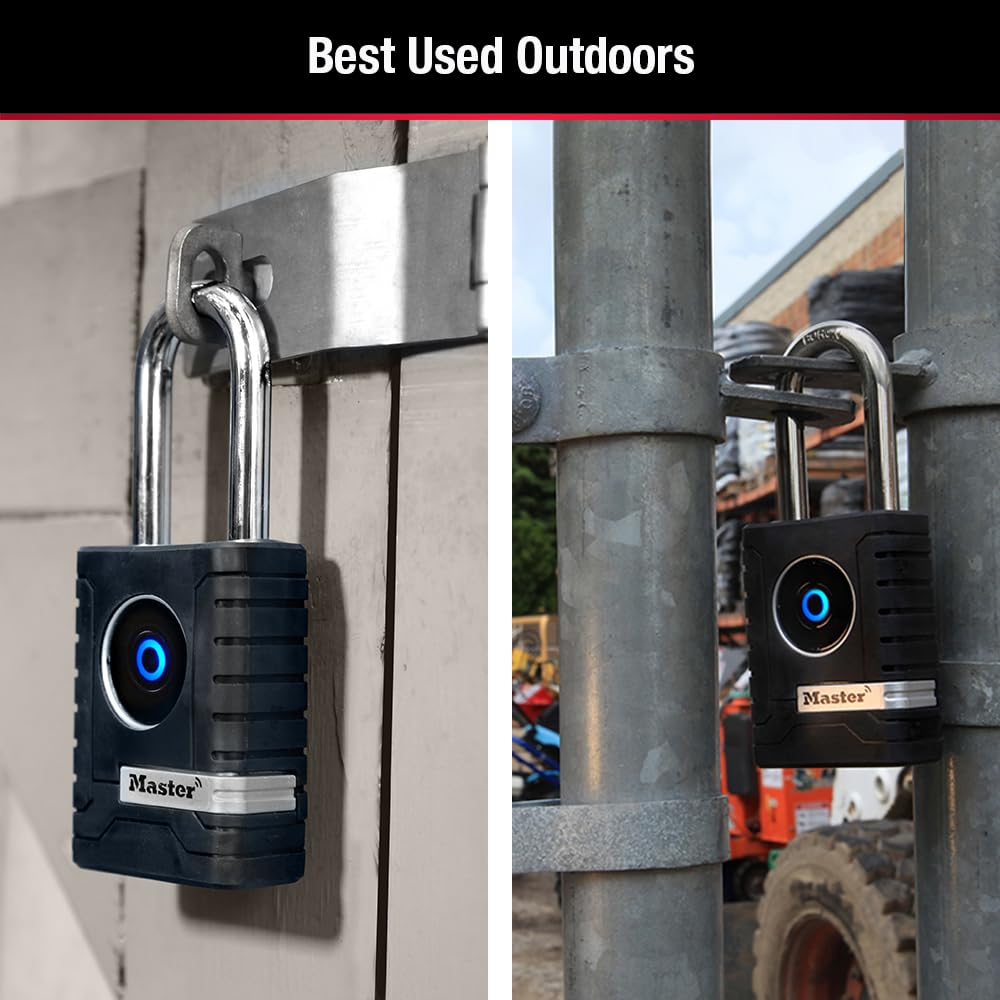 Bluetooth Smart Padlock Outdoor Keyless Security Smart Lock Black Weather Resistant 4401LHEC