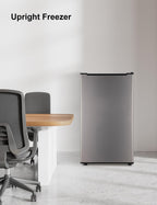 3.2 Cu Ft Mini Freezer Compact Upright Small Freezer Silver for Home Office Dorm Garage Bedroom
