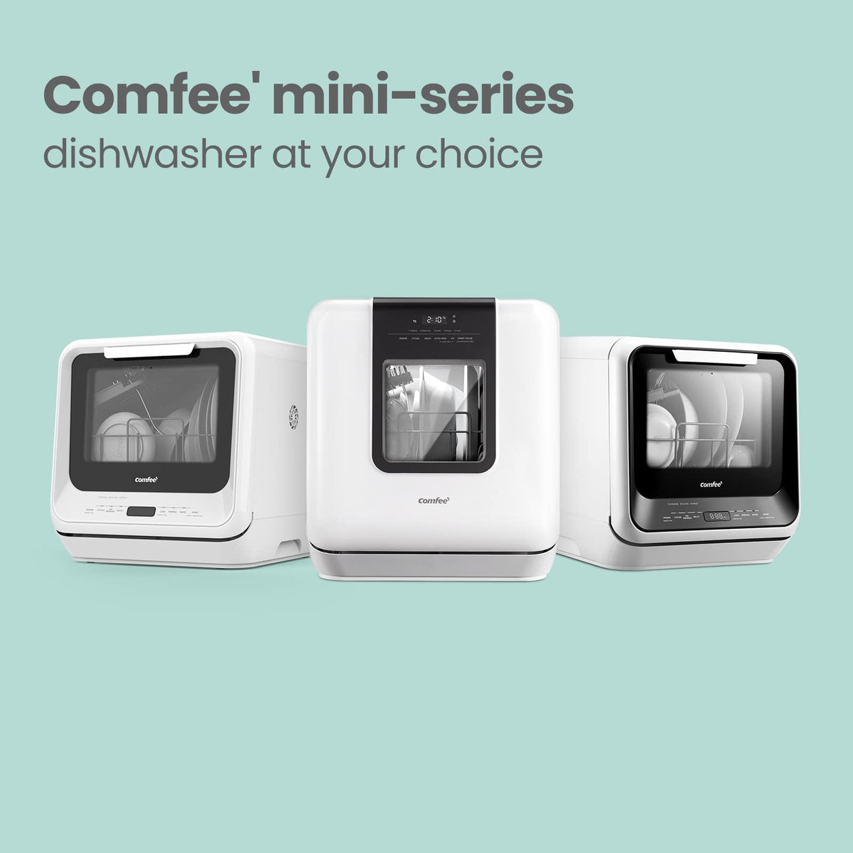 Countertop portable dishwasher 6L built in water tank 7 programs UV hygiene auto door open for apartments RVs