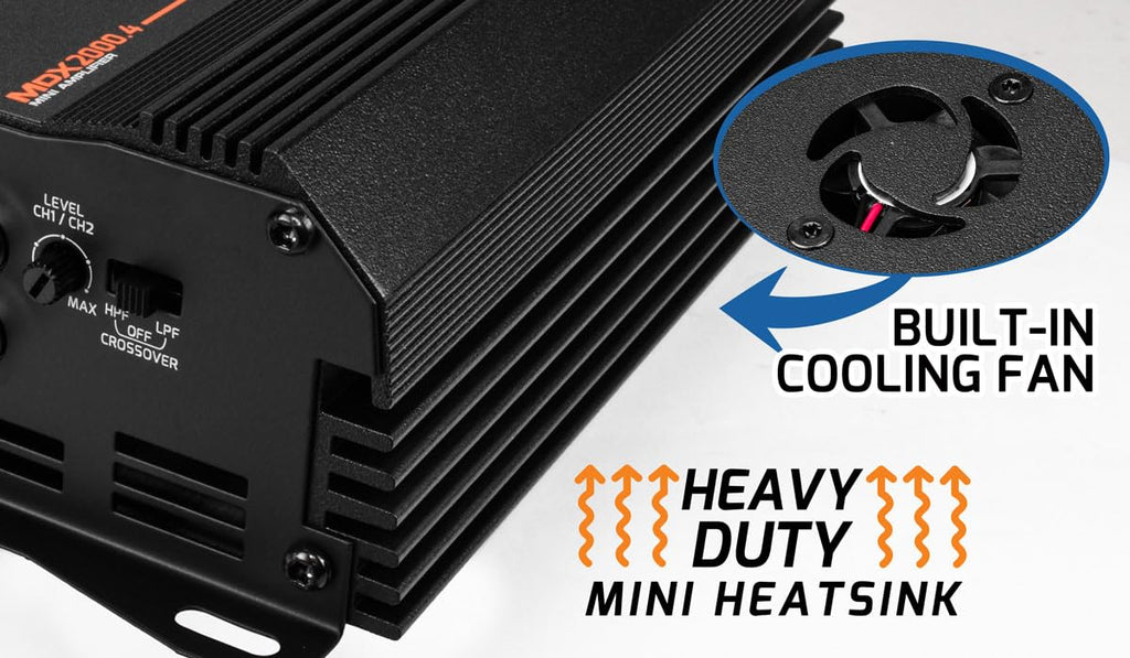 4 Channel Car Audio Amplifier, 2000W, 2 Ohm, 4 x 500W RMS, MDX2000.4