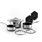 Hybrid nonstick 6 piece pot set with trivets 2 3 and 8 quart pots and lids kitchen cookware set