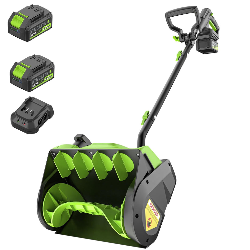 20V cordless electric snow shovel 13 inch with 2x4.0Ah batteries and charger for driveway walkway deck