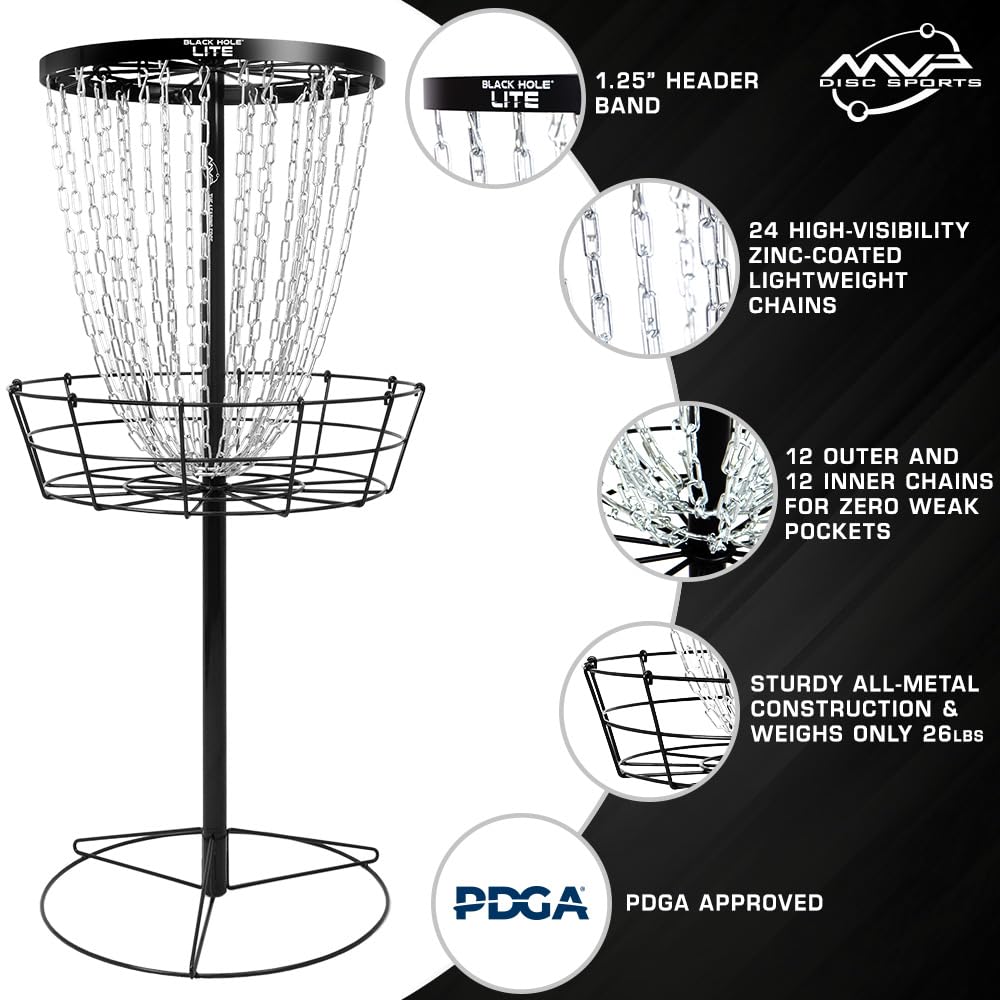 Disc Sports Black Hole Lite 24-Chain Disc Basket with Transit Bag