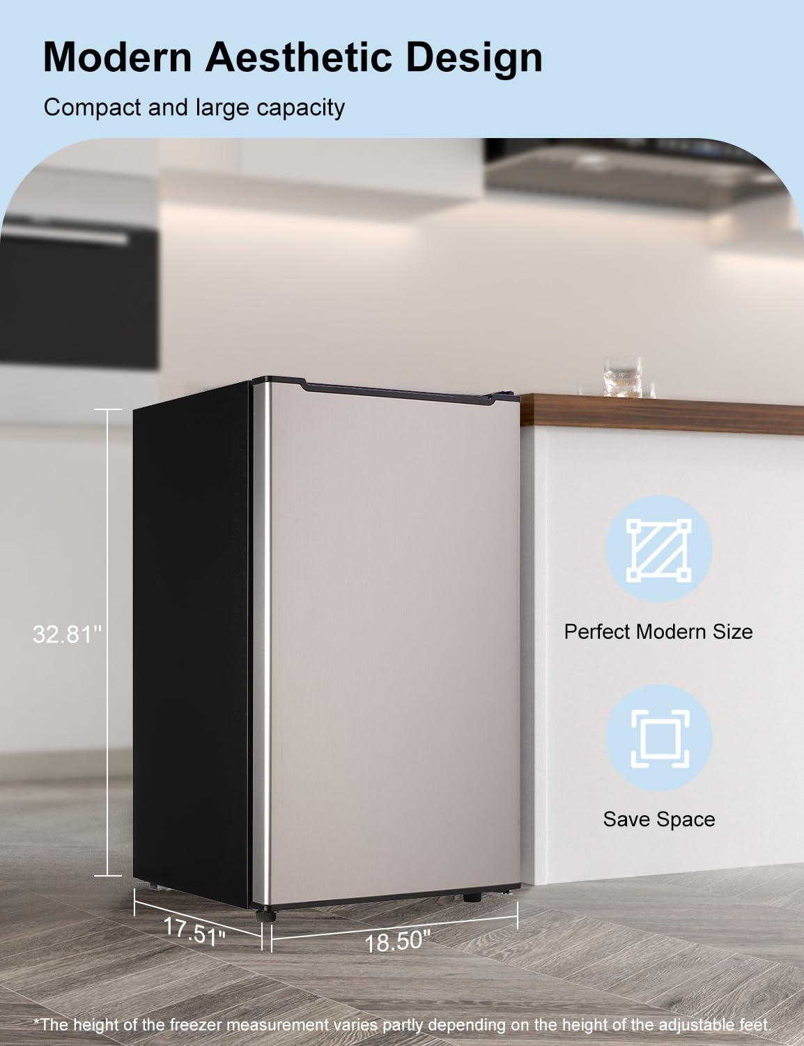 3.2 Cu Ft Mini Freezer Compact Upright Small Freezer Silver for Home Office Dorm Garage Bedroom