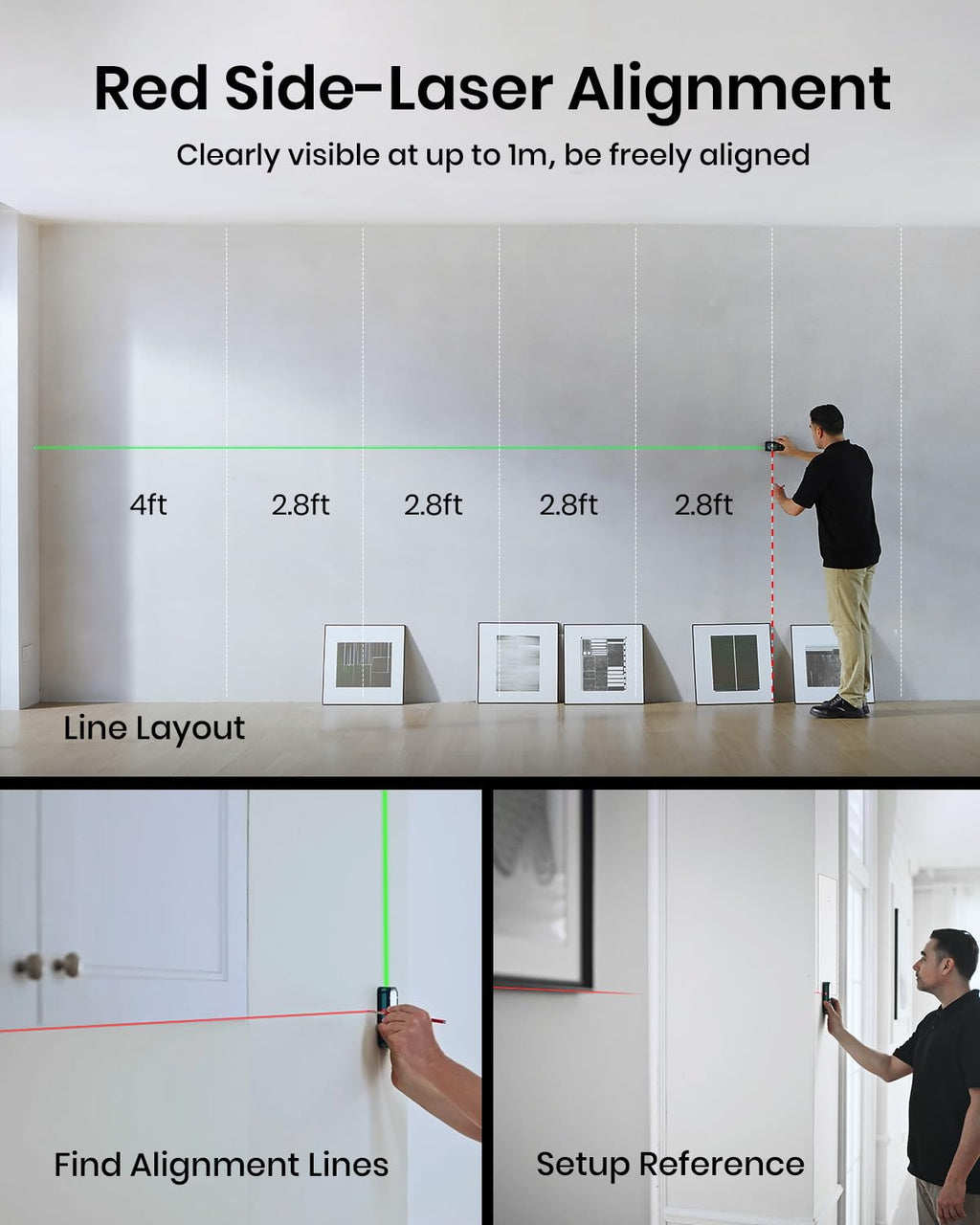 S50 Green Laser Distance Meter 400 ft Laser Measure P2P High Precision Portable Measuring Tool