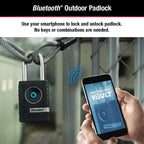 Bluetooth Smart Padlock Outdoor Keyless Security Smart Lock Black Weather Resistant 4401LHEC