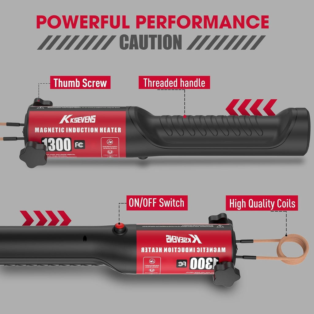 Induction Heater Bolt 1300W 110V Removal Tool Kit with 10 Coils for Rusty Screw Removing Red
