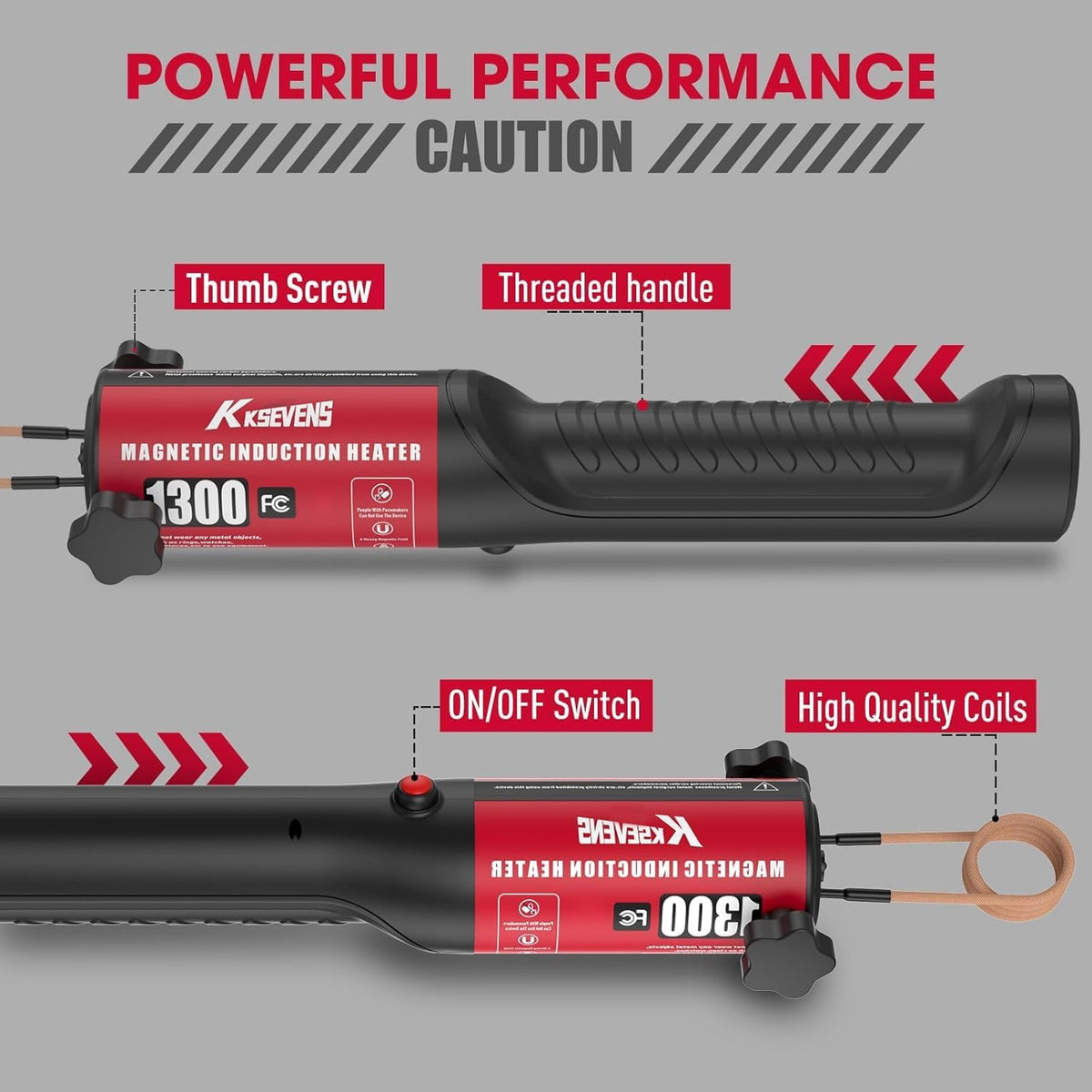 Induction Heater Bolt 1300W 110V Removal Tool Kit with 10 Coils for Rusty Screw Removing Red