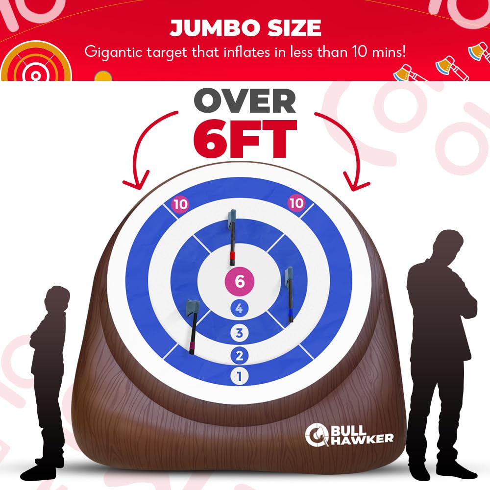 Bull Hawker Giant Axe Darts 15 Plus Games Axe Throwing Backyard Game with Air Pump Outdoor Adults Family Party