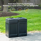 732101 Open Top Indoor Outdoor Square 42 Gallon Large Heavy Duty Waste Trash Container Bin Black