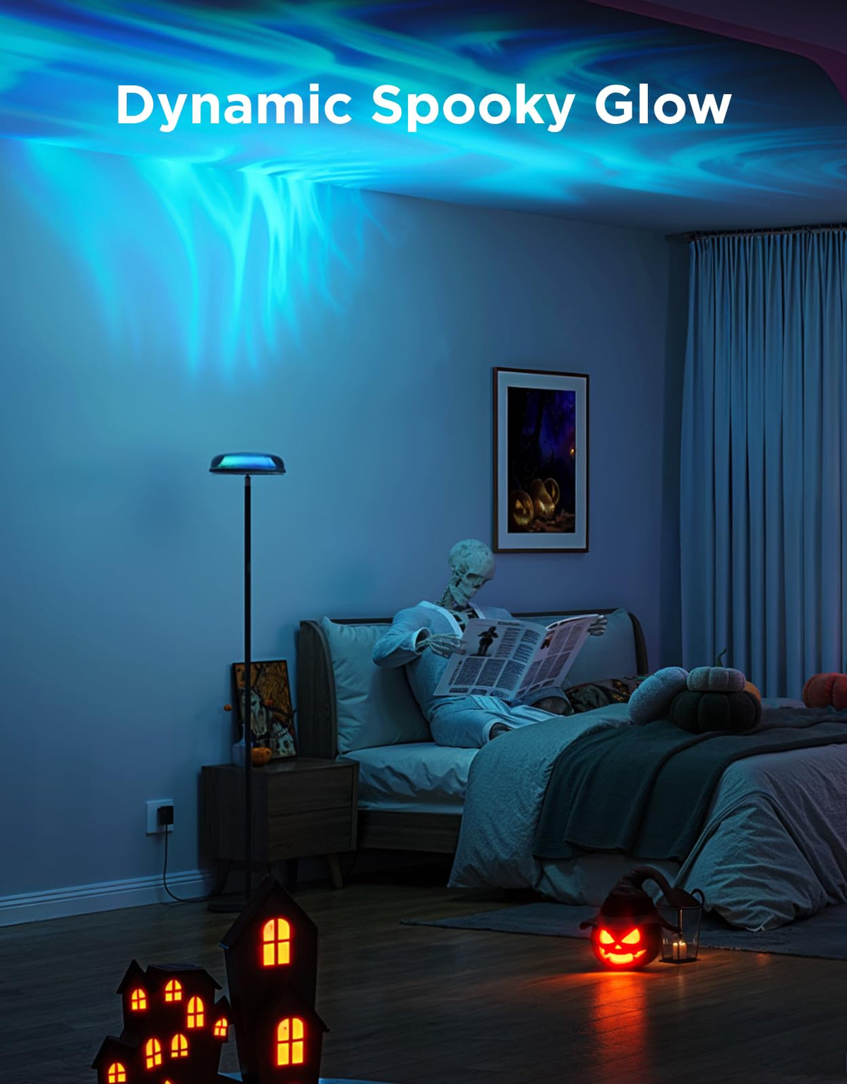 Uplighter Floor Lamp for Living Room RGBIC Ripple Projector Color Changing Ambient Mood Lighting