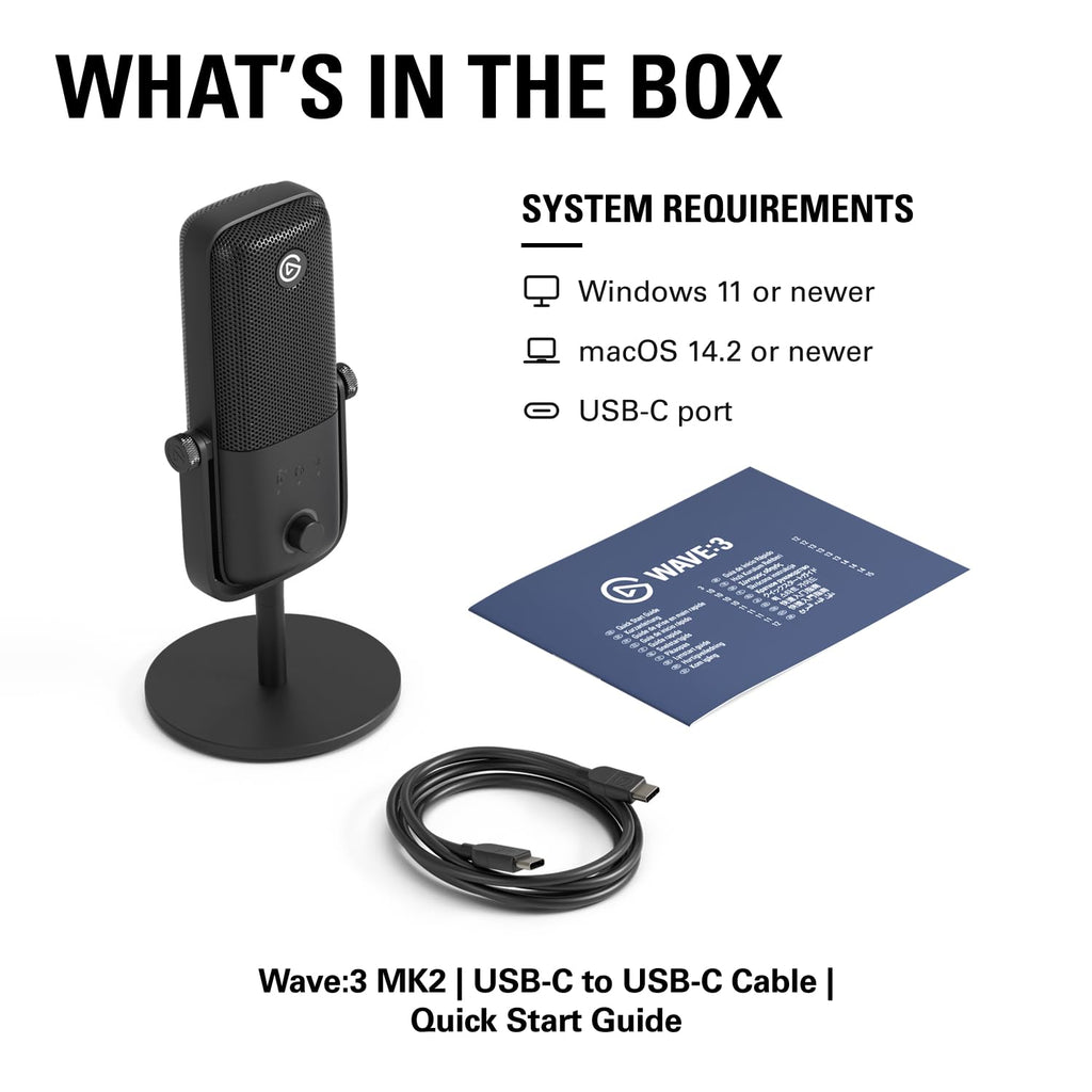 Wave 3 MK 2 USB Condenser Microphone with DSP Effects for Streaming Podcasting Recording and Content Creation