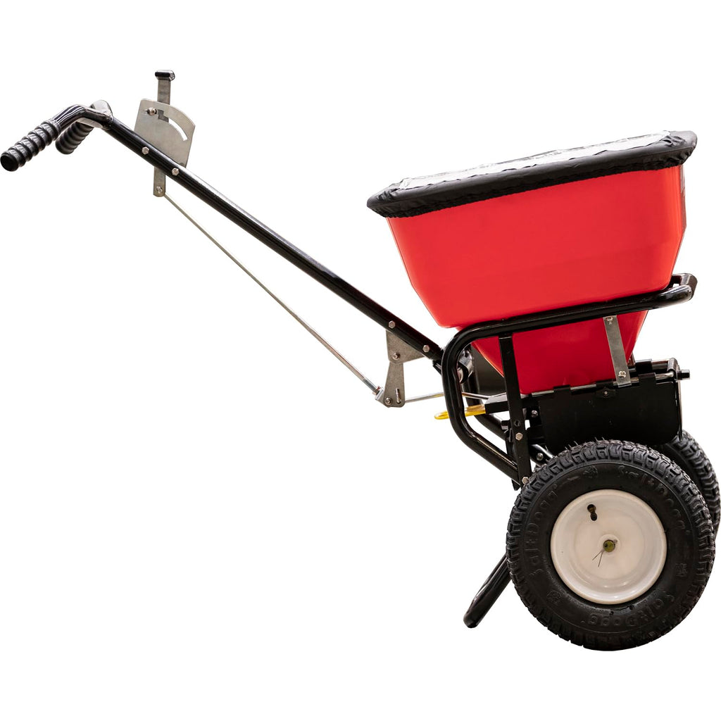 3039632R 100 lb All Season Walk Behind Broadcast Spreader for Lawn Seed Fertilizer Ice Melt