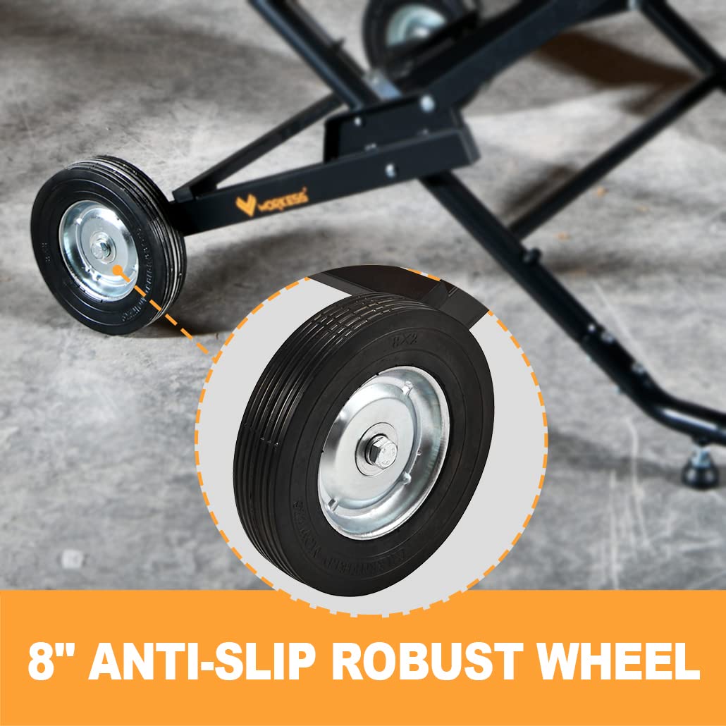Portable Table Saw Stand 330 lbs Capacity Rolling Foldable 8 inch Wheels Heavy Duty Easy Storage Universal Fit