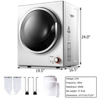 Small 1.5 Cu Ft Portable Clothes Dryer 850W Compact Laundry Dryer for Apartment RV Dorm White