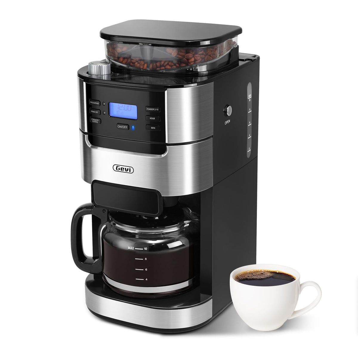 10 cup grind and brew drip coffee maker with built in burr grinder for fresh coffee every day