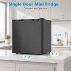 1.6 Cu Ft Small Refrigerator with 7 Level Adjustable Thermostat Silver Compact Mini Fridge for Home Dorm