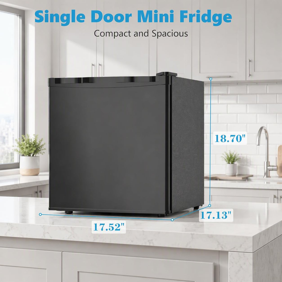 1.6 Cu Ft Small Refrigerator with 7 Level Adjustable Thermostat Silver Compact Mini Fridge for Home Dorm
