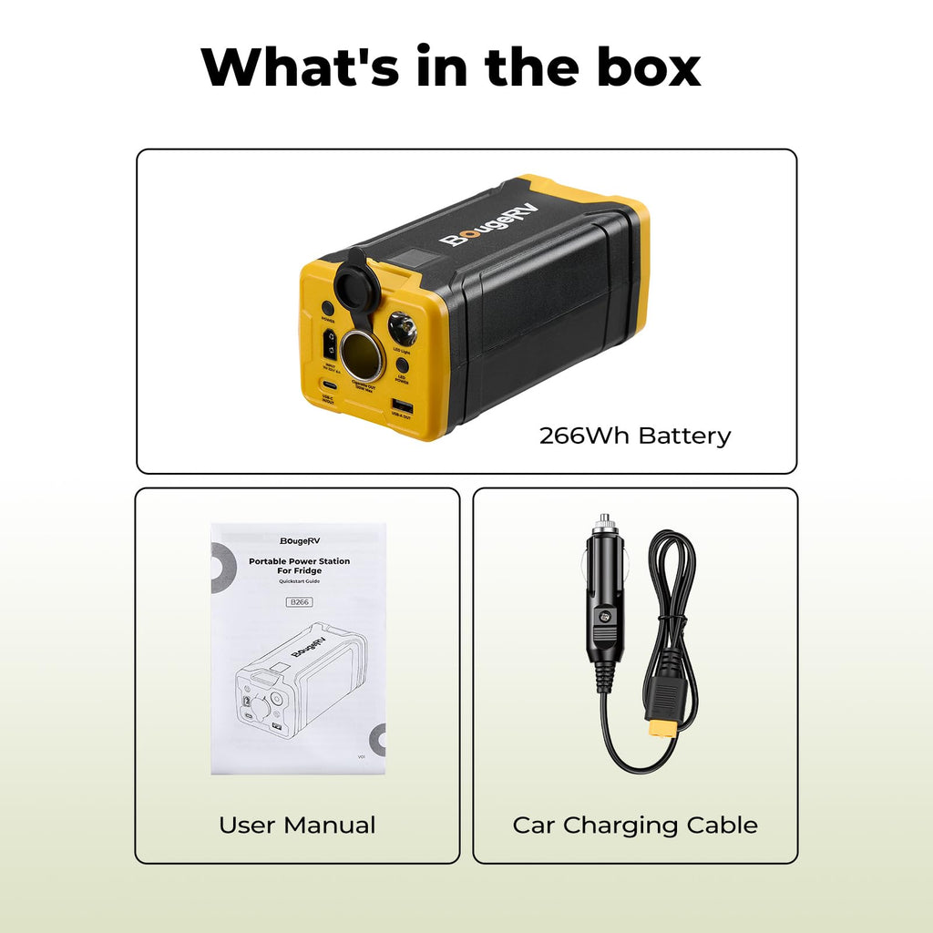 Portable power station 266Wh solar generator for 12V refrigerator camping outdoor backup power