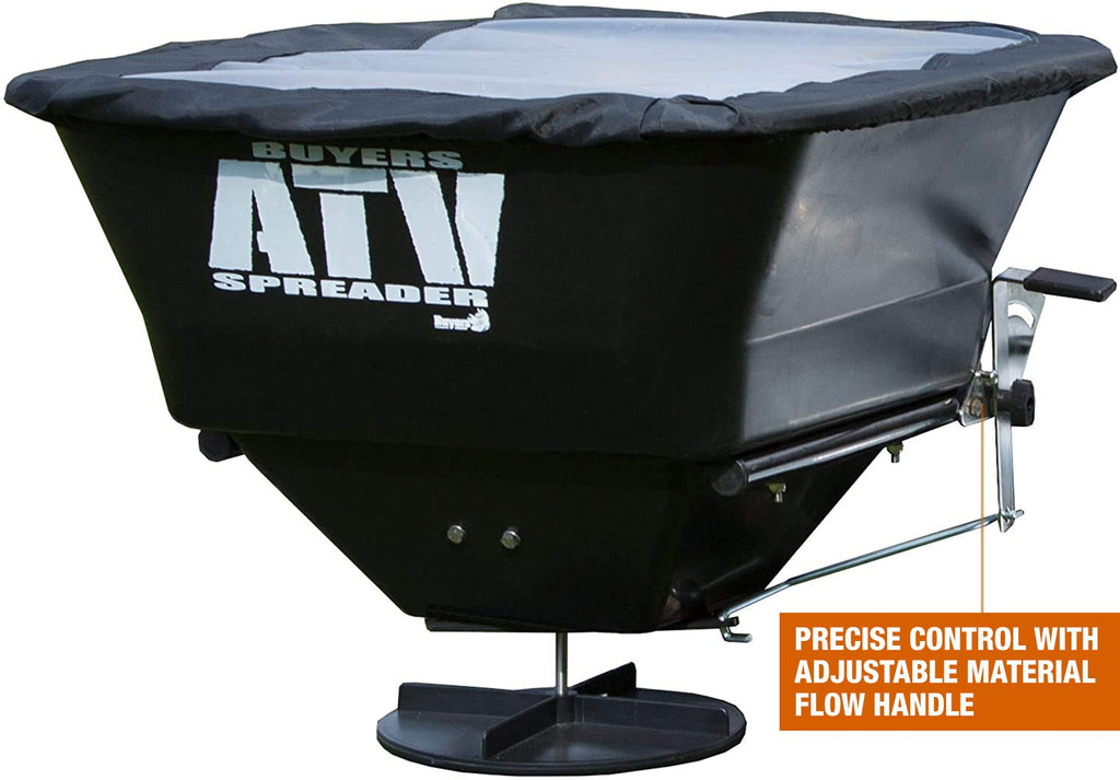 ATVS100 100 lb ATV rear rack mount broadcast spreader for efficient seed and fertilizer spreading