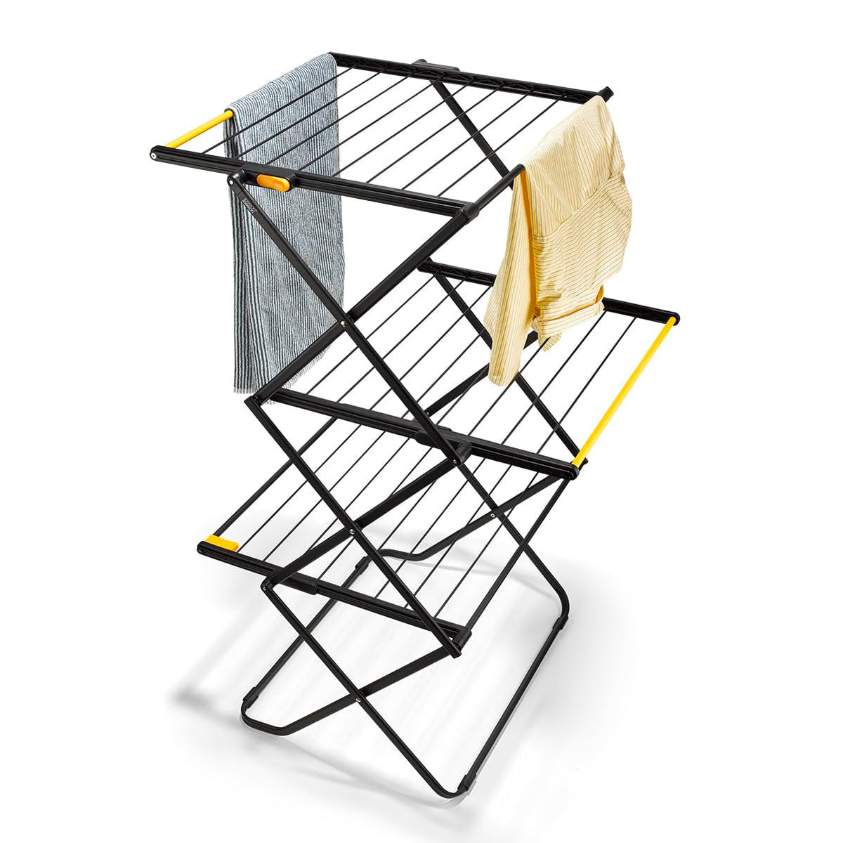AirFrame 3 tier folding clothes drying rack space saving design for indoor outdoor laundry