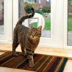 Microchip Cat Flap White Scans Pet ID on Entry Check Cat Size Flap Opening 4 3/4 H by 5 5/8 W