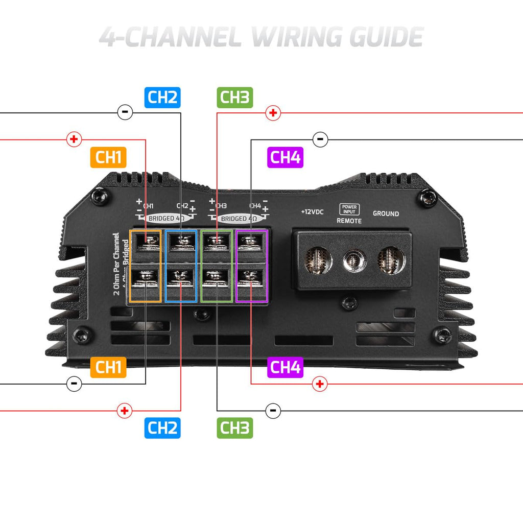 4 Channel Car Audio Amplifier, 2000W, 2 Ohm, 4 x 500W RMS, MDX2000.4