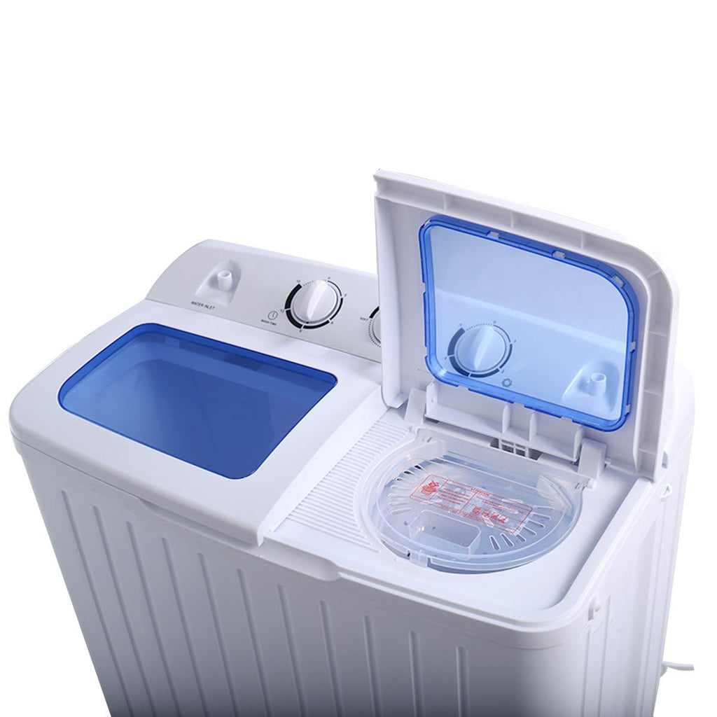 Portable mini compact twin tub washing machine 20lbs washer and spinner for apartments dorms RVs blue white