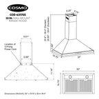 30 in 380 CFM ducted wall mount range hood LED stainless steel kitchen exhaust ventilation Coll