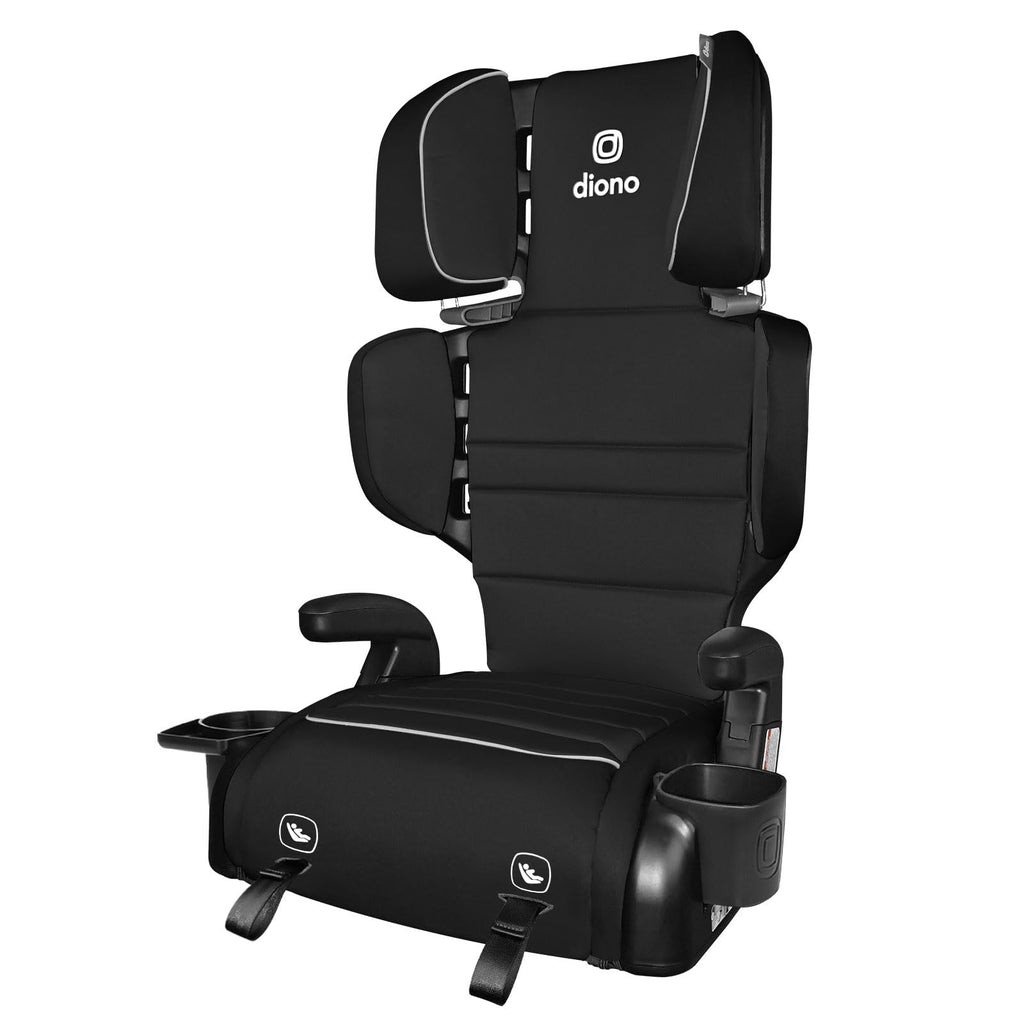 2 in 1 High Back Booster Slim Fit 3 Across 40 to 120 lbs Lightweight Latch Black Storm