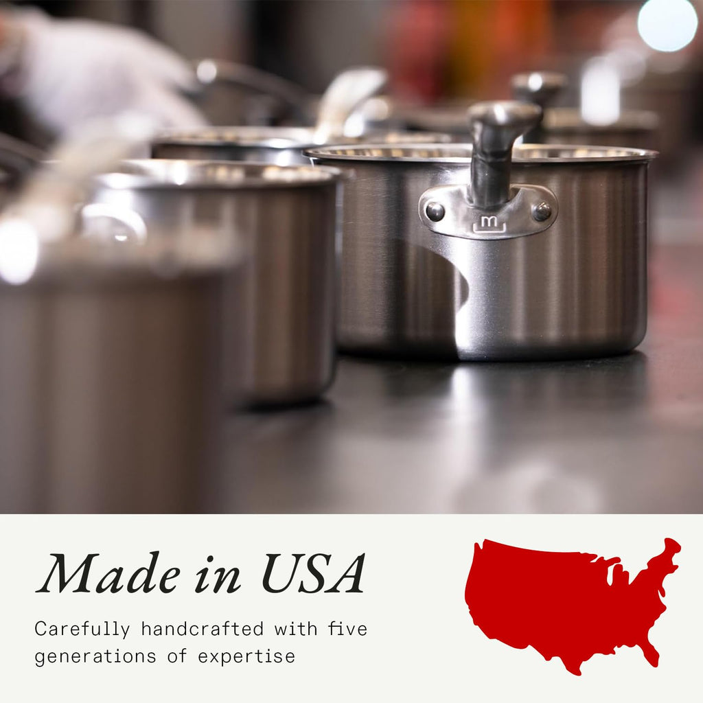3 Quart Stainless Steel Saucier Pan 5 Ply Stainless Clad Cookware Induction Compatible