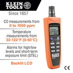 ET110 CO Meter with Exposure Limit Alarm Portable Carbon Monoxide Detector for Home and Work Safety