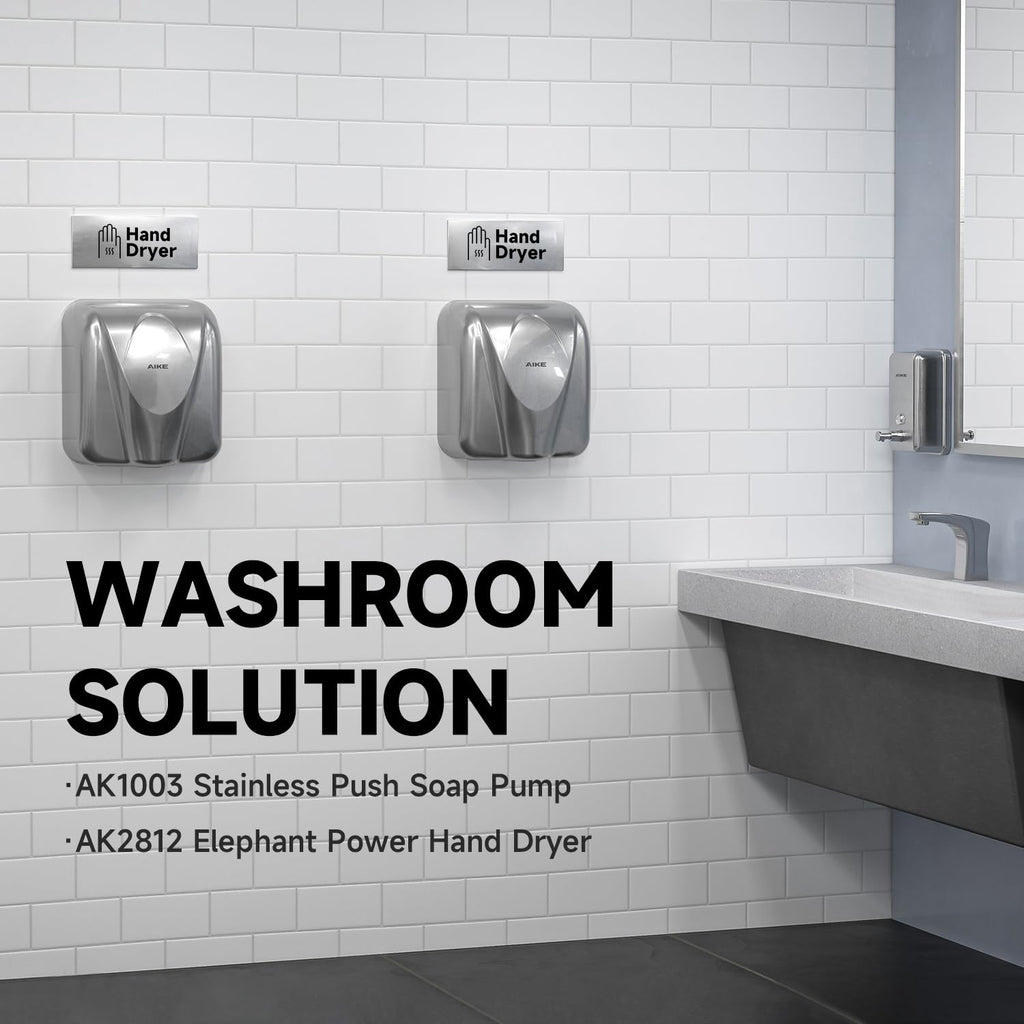 Elephant Power Electric Heavy Duty Hand Dryer for Commercial Bathroom Brushed Stainless Steel Model AK2812