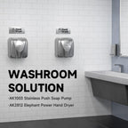 Elephant Power Electric Heavy Duty Hand Dryer for Commercial Bathroom Brushed Stainless Steel Model AK2812