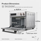 Infrared 26.3 QT Air Fryer Toaster Oven 10 in 1 Combo Convection 6 Slice Toast Enamel Pan Easy Clean Renewed