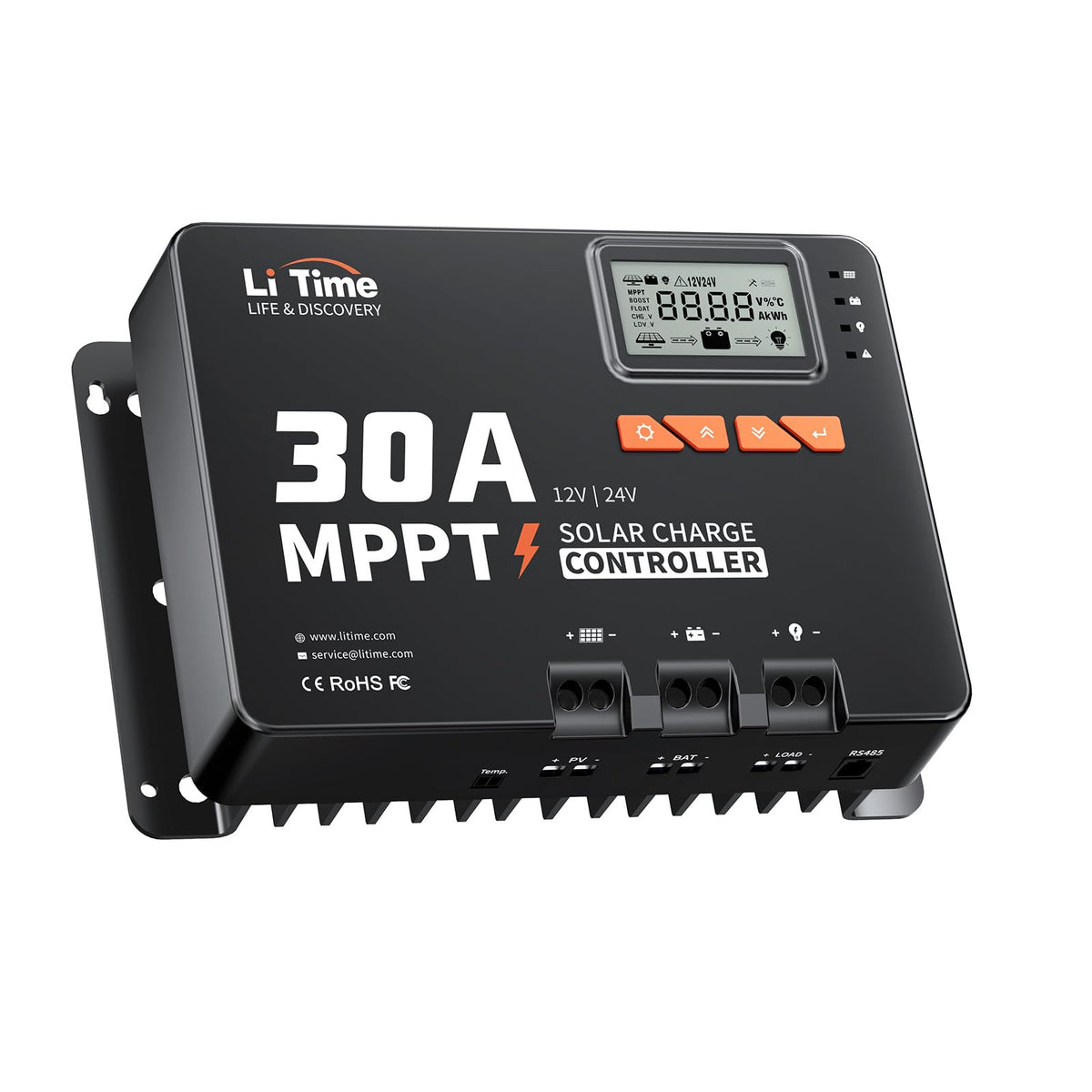12V 24V 30A MPPT Solar Charge Controller with Bluetooth and LCD Display for Solar Panel System