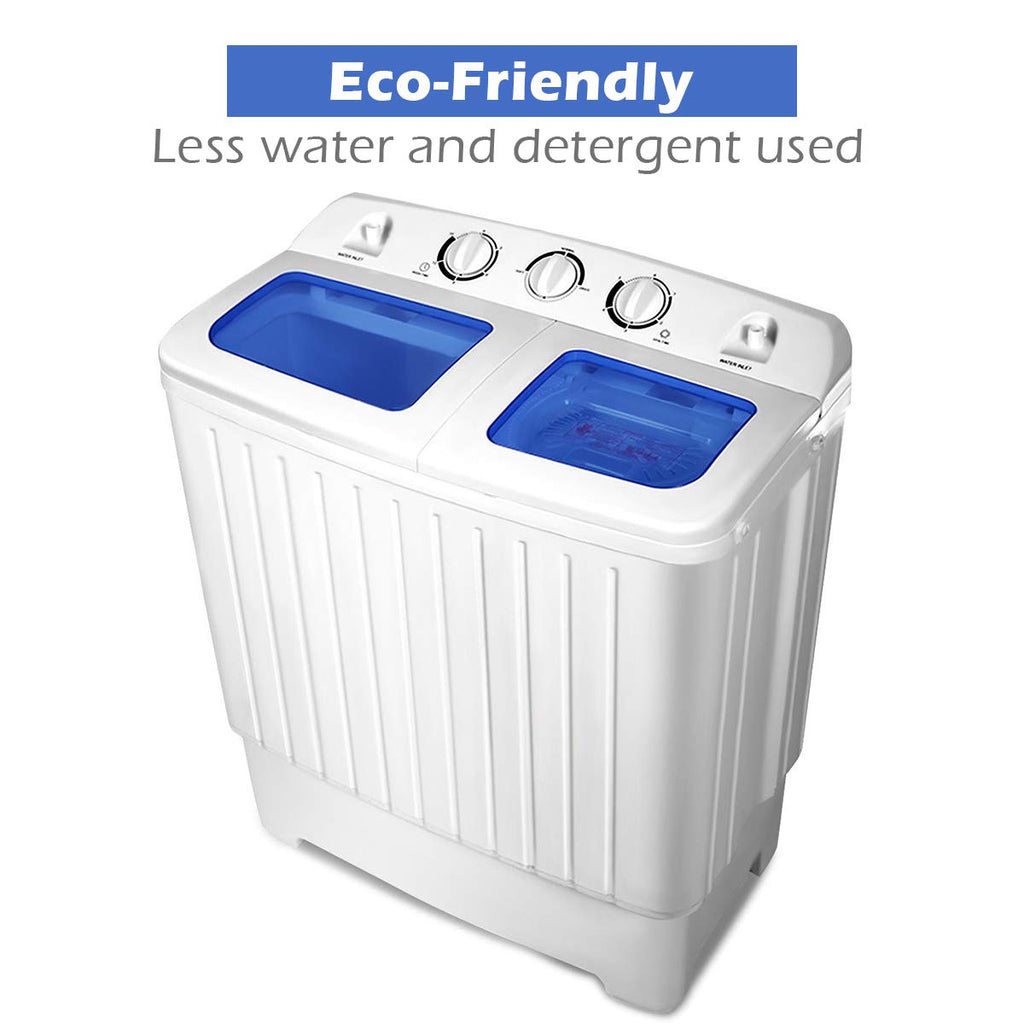 Portable mini compact twin tub washing machine 20lbs washer and spinner for apartments dorms RVs blue white