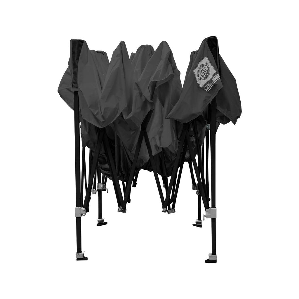 Ambassador Instant Pop Up Canopy Tent 10x10 ft with Roller Bag and 4 Piece Spike Set Steel Gray