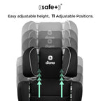 2 in 1 High Back Booster Slim Fit 3 Across 40 to 120 lbs Lightweight Latch Black Storm
