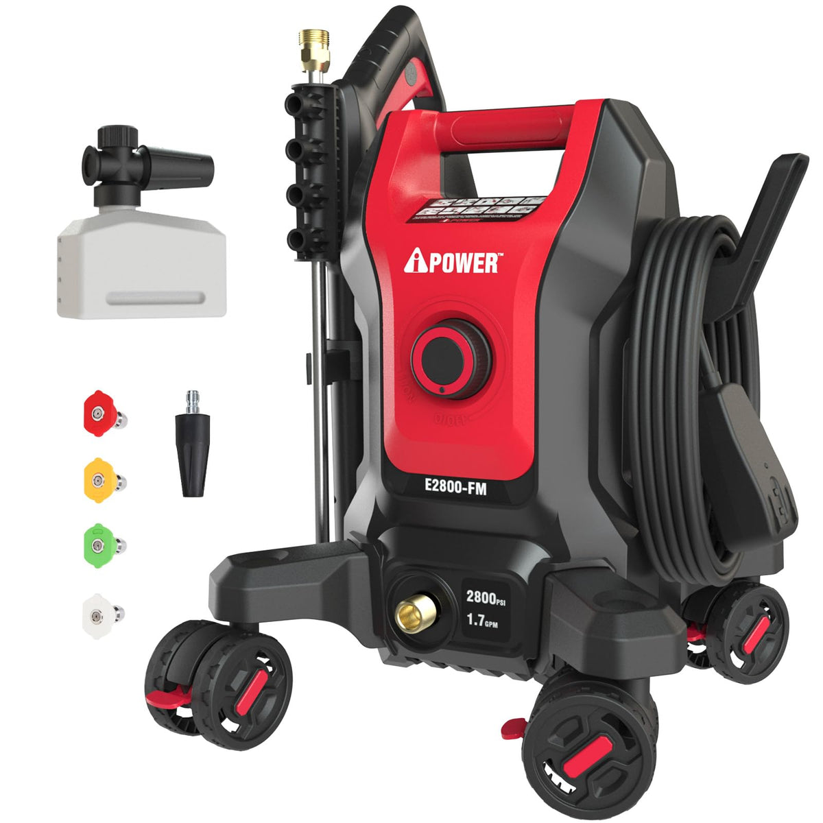 Electric Pressure Washer 2800 Max PSI 1.7 Max GPM Follow Me Portable Power Cleaner for Home Car Patio