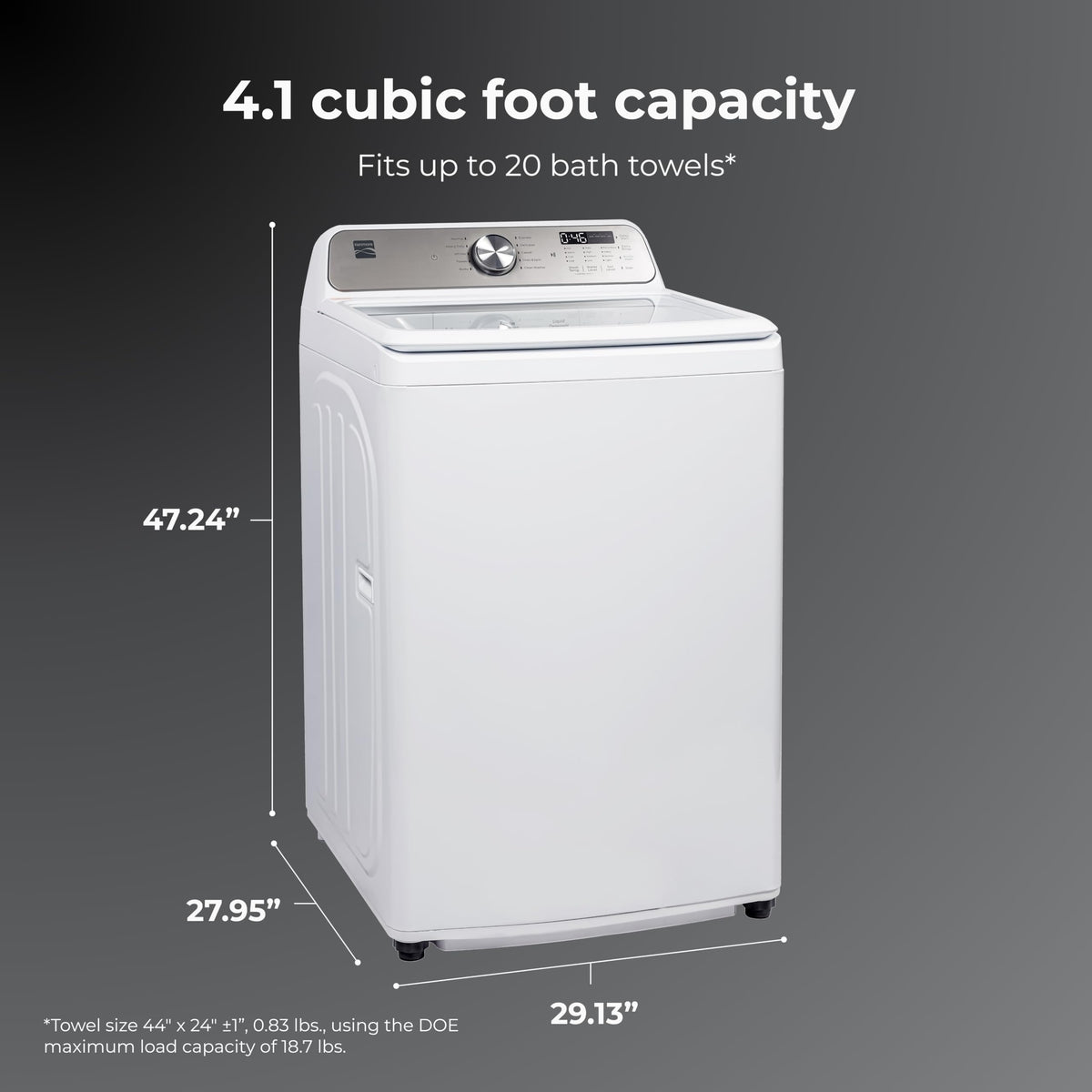 Top Load Washing Machine, 4.1 Cu Ft, Triple Action Agitator