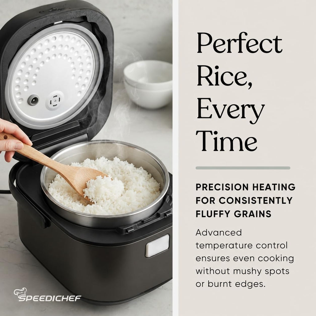 10 Cup Cooked Low Sugar Rice Cooker and Steamer Black Healthy Cooking Appliance for Home Kitchen