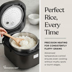 10 Cup Cooked Low Sugar Rice Cooker and Steamer Black Healthy Cooking Appliance for Home Kitchen