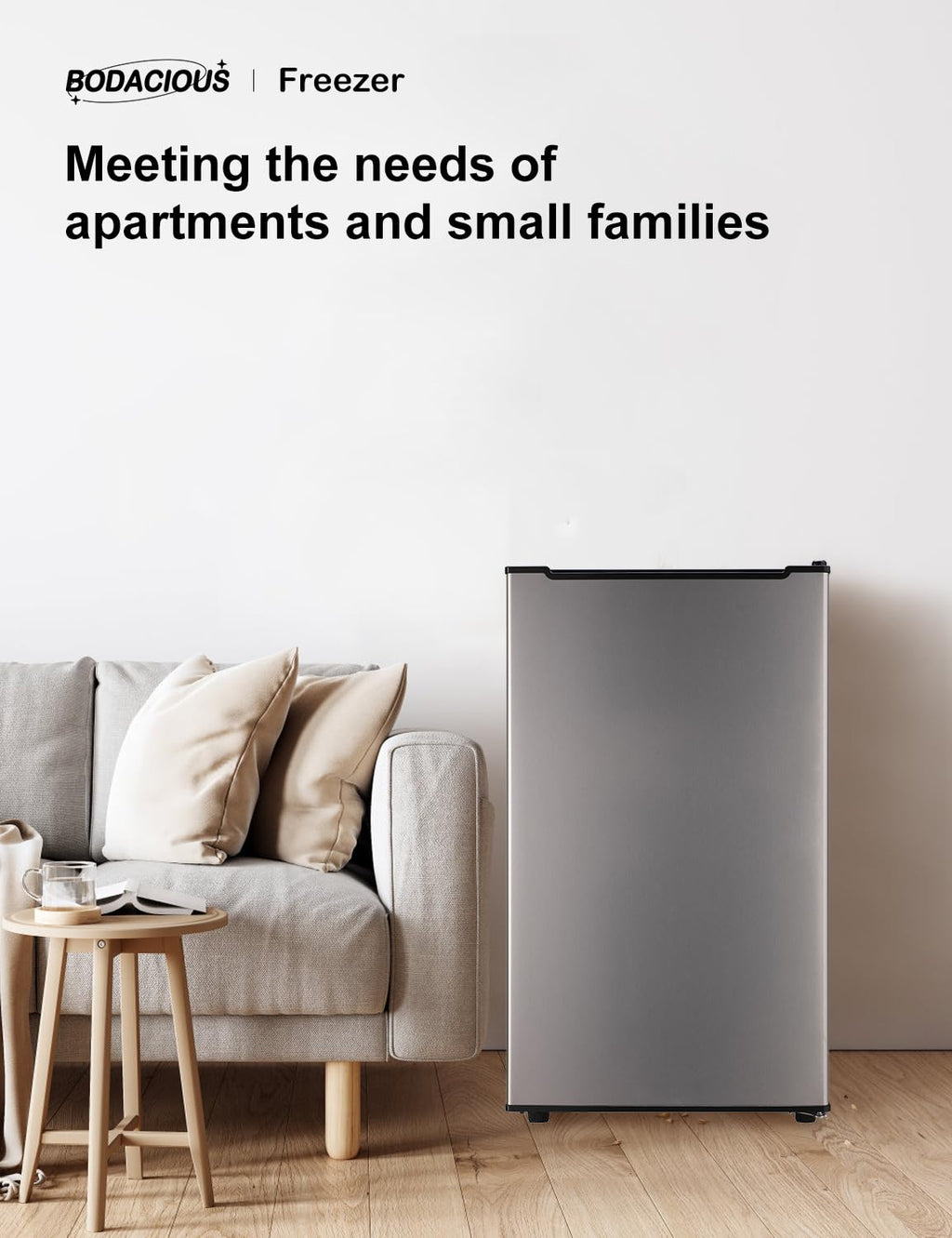 3.2 Cu Ft Mini Freezer Compact Upright Small Freezer Silver for Home Office Dorm Garage Bedroom
