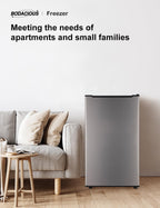 3.2 Cu Ft Mini Freezer Compact Upright Small Freezer Silver for Home Office Dorm Garage Bedroom