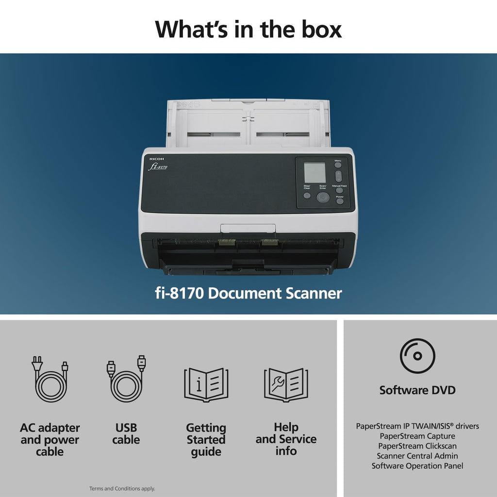 fi-8170 Professional High Speed Color Duplex Document Scanner with Auto Document Feeder for Office