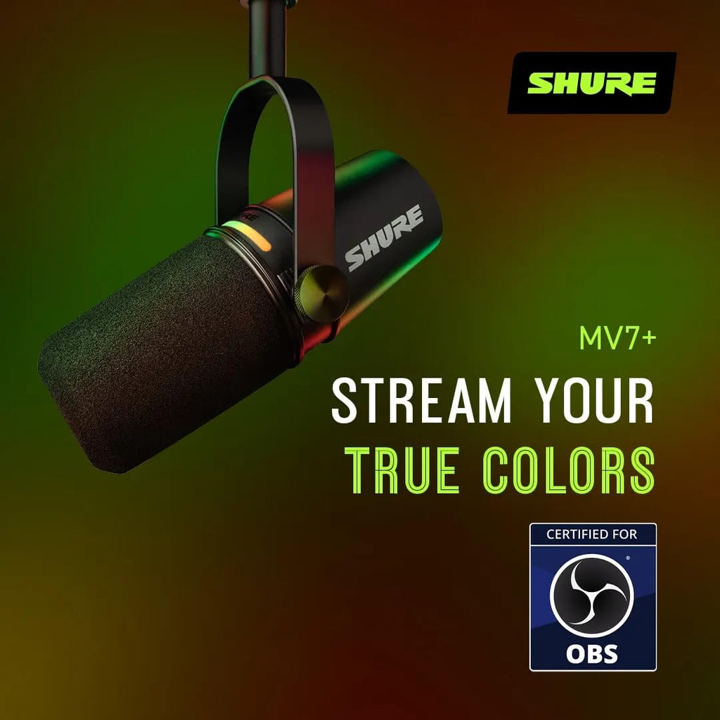 MV7+ USB C XLR Podcast Dynamic Microphone Black for Streaming Recording Broadcasting and Studio