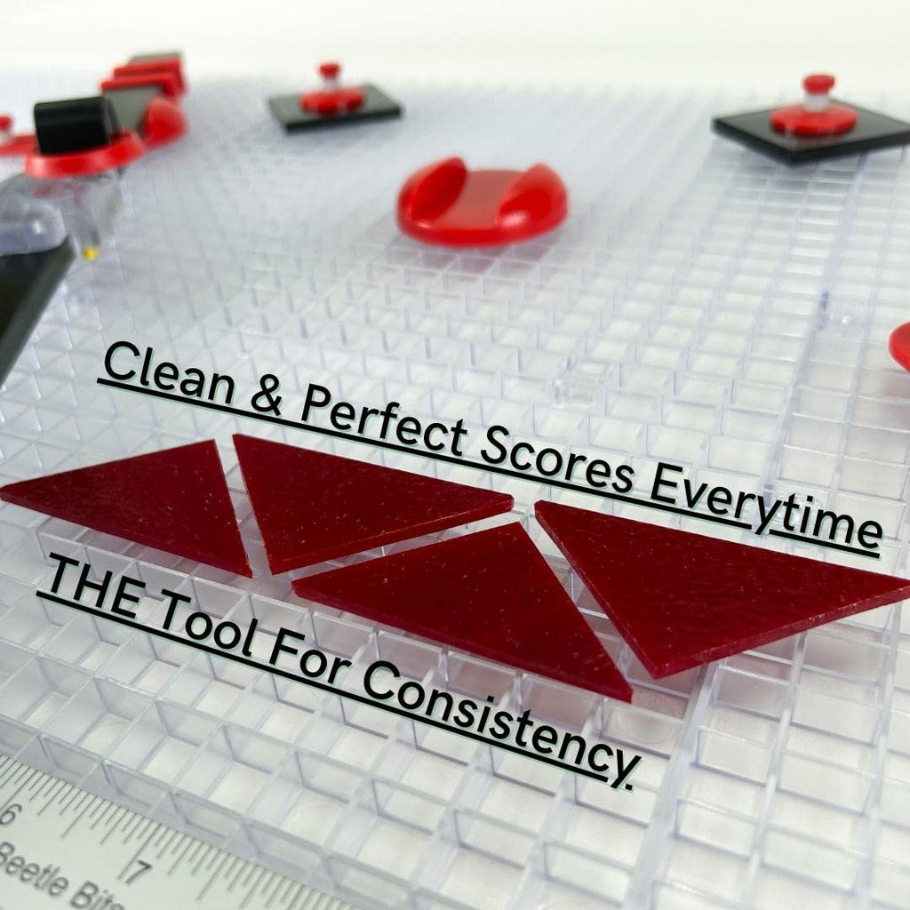 Beetle Bits Glass Cutting System with 6 Pack Waffle Grids and Push Button Flying Beetle Cutter